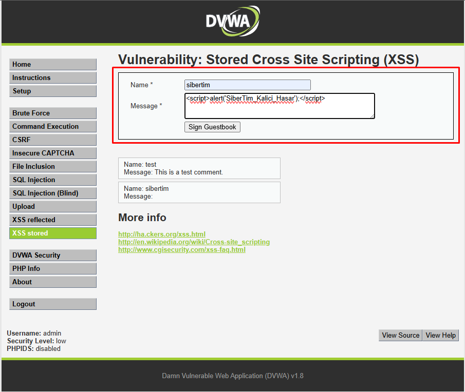 Stored XSS Tetiklenme