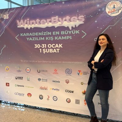 Winterbytes etkinliği kapsamında Karadeniz'in en büyük yazılım ve siber güvenlik buluşmasını temsil eden dijital illüstrasyon.